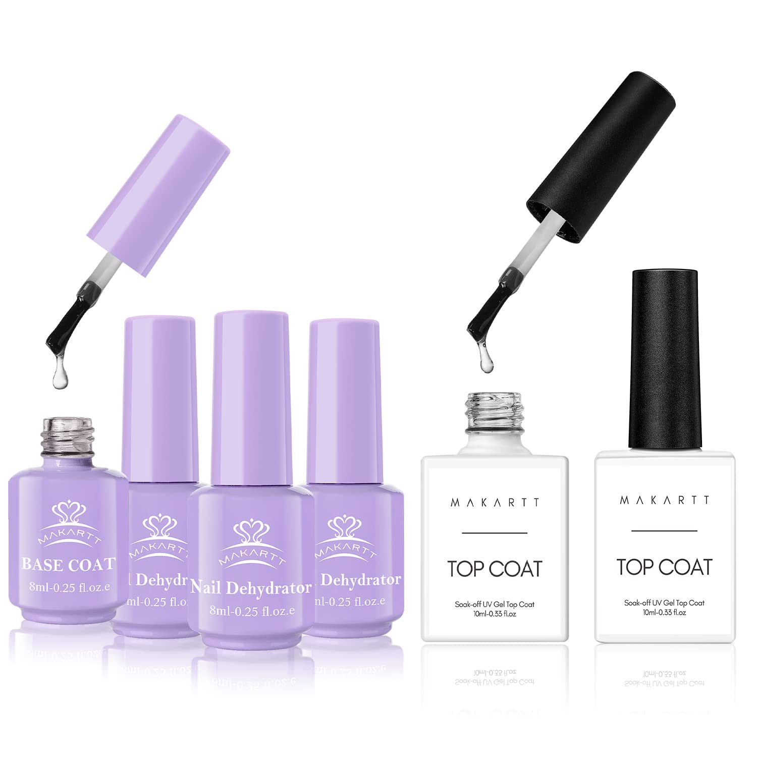Makartt 4pcs Gel Base and Top Coat& Nail Dehydrator and Primer Kit Bundle No Wipe Top Coat 2pcs : Beauty & Personal Care