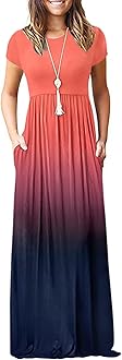 AUSELILY Women's Short Sleeve Loose Plain Casual Long Maxi Dresses for Women 2025