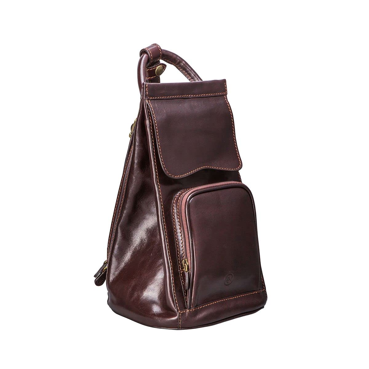 Maxwell Scott | Womens Luxury Leather Backpack Handbag Purse | The Carli | Handmade In Italy | Dark Chocolate Brown
