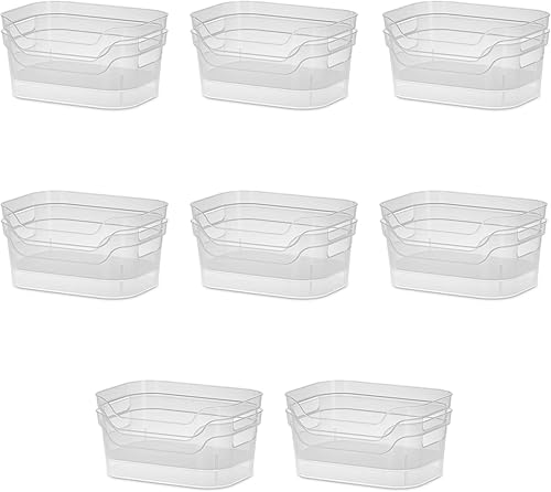 Sterilite Contenedor de almacenamiento transparente pequeño de 9.5 x 6.5 x 4 pulgadas con parte delantera abierta, con cómodas asas de transporte