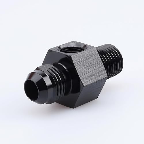 Miniatura 3 de Aluminio -6 AN macho a rosca NPT de 14 "con 18 "NPT Sensor GaugeGage Port Adaptadores de toma de presión, negro