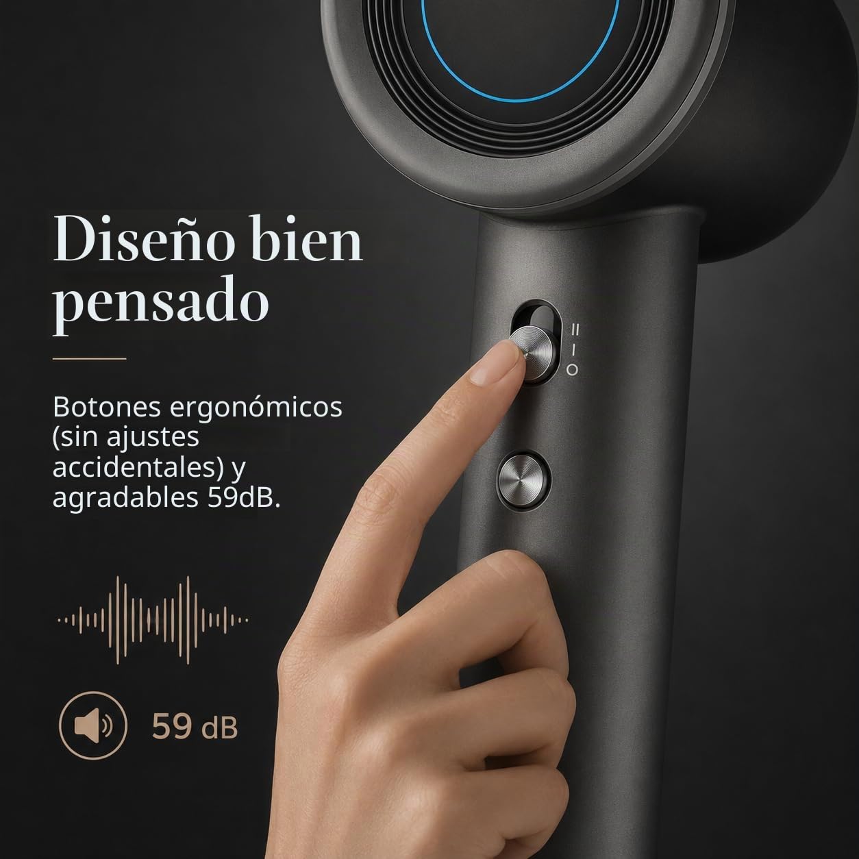 Secador de pelo de alta velocidad con caja rígida de poliuretano premium, secado rápido, secador de pelo de iones de 110.000 rpm, 59 dB silencioso, 200 millones de iones negativos, pantalla LCD