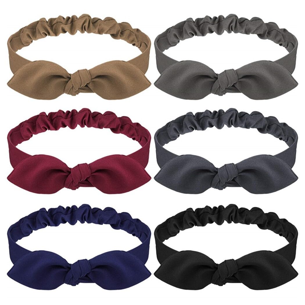 Diademas elásticas con nudo para mujer, 6 bandas de pelo de tela con lazo, accesorios de moda