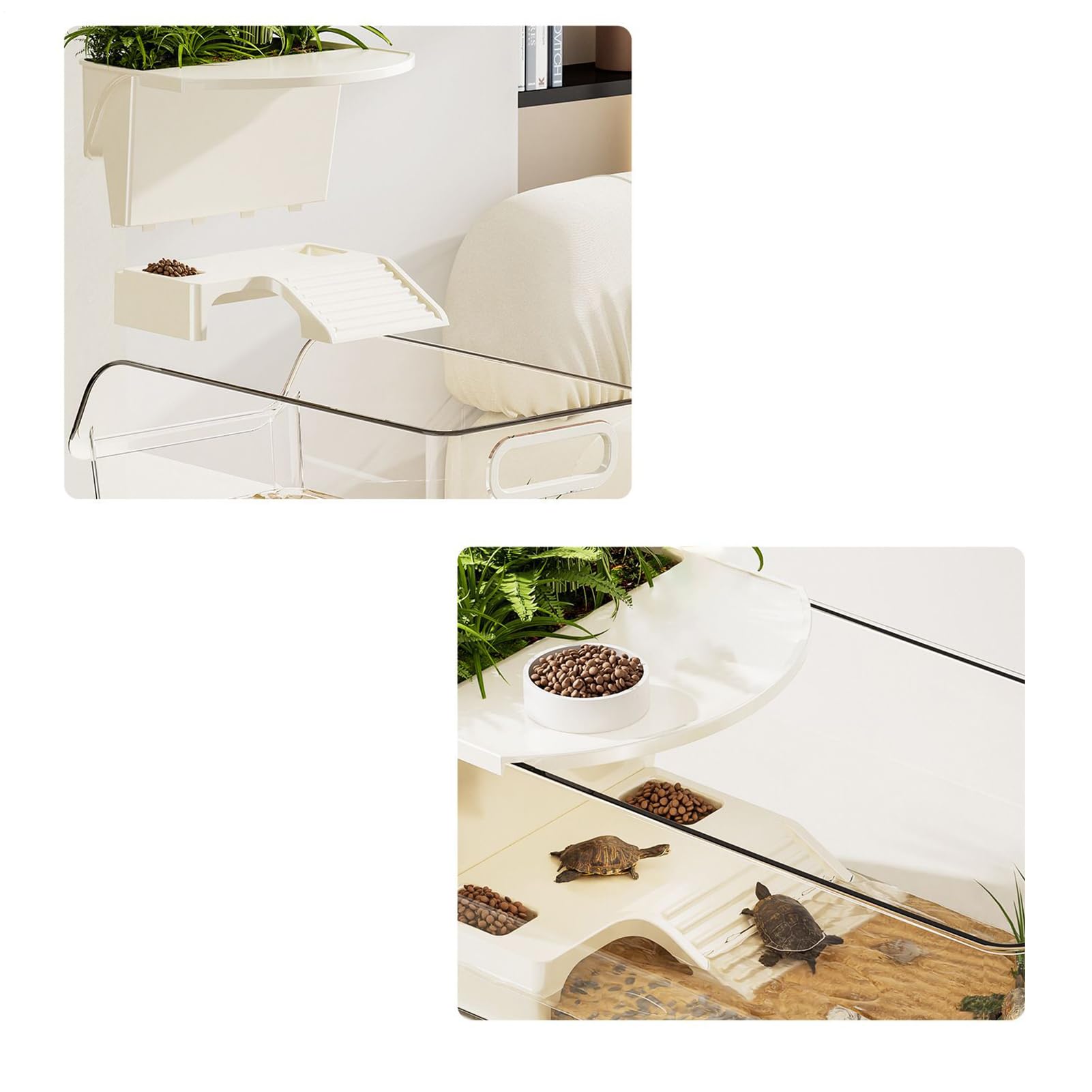 Terrario de tortugas, gran terrario con plataforma solar, de reptiles de agua, tanque de tortugas, para ranas de árbol, salamandras, cangrejos de río, animales pequeños, interior salón