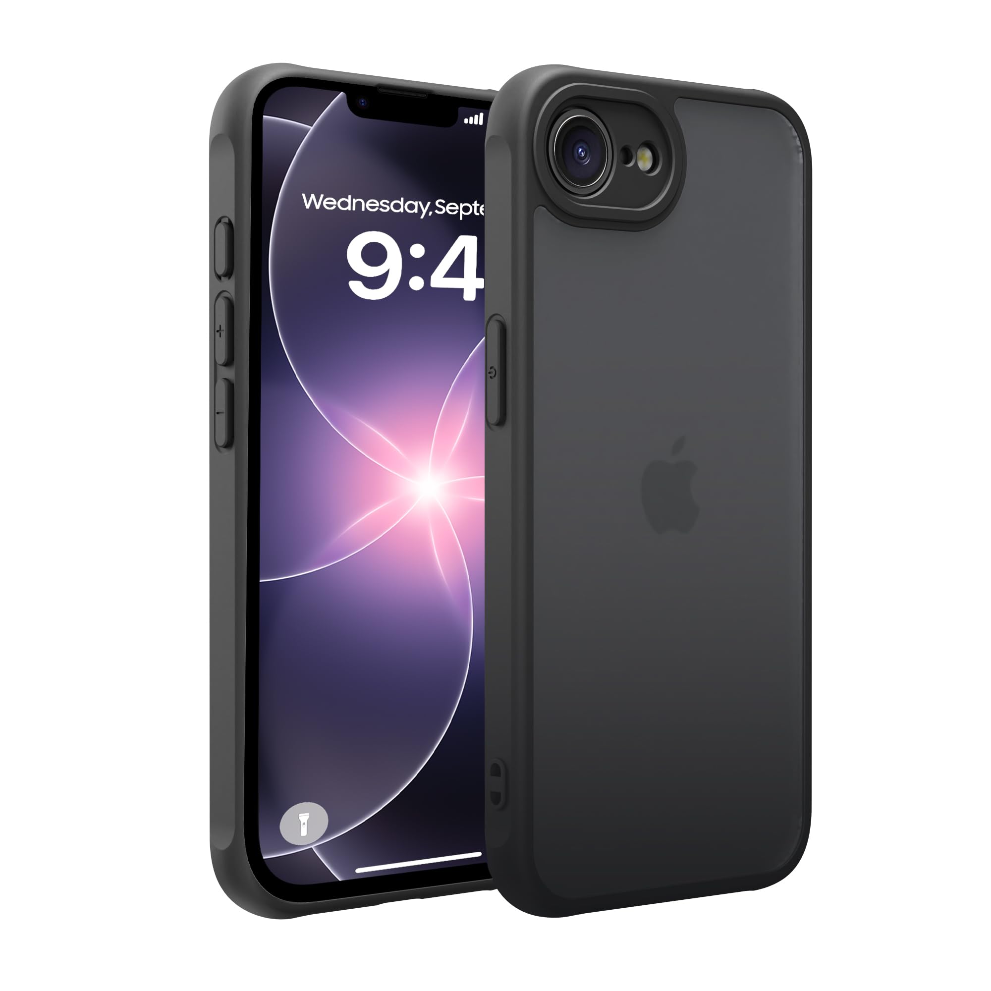 CAKUPAJC 対応 iPhone 17E/16E ケース 米軍MIL規格 全方位保護 耐衝撃 半透明 PC+TPU 6.1インチ ブラック