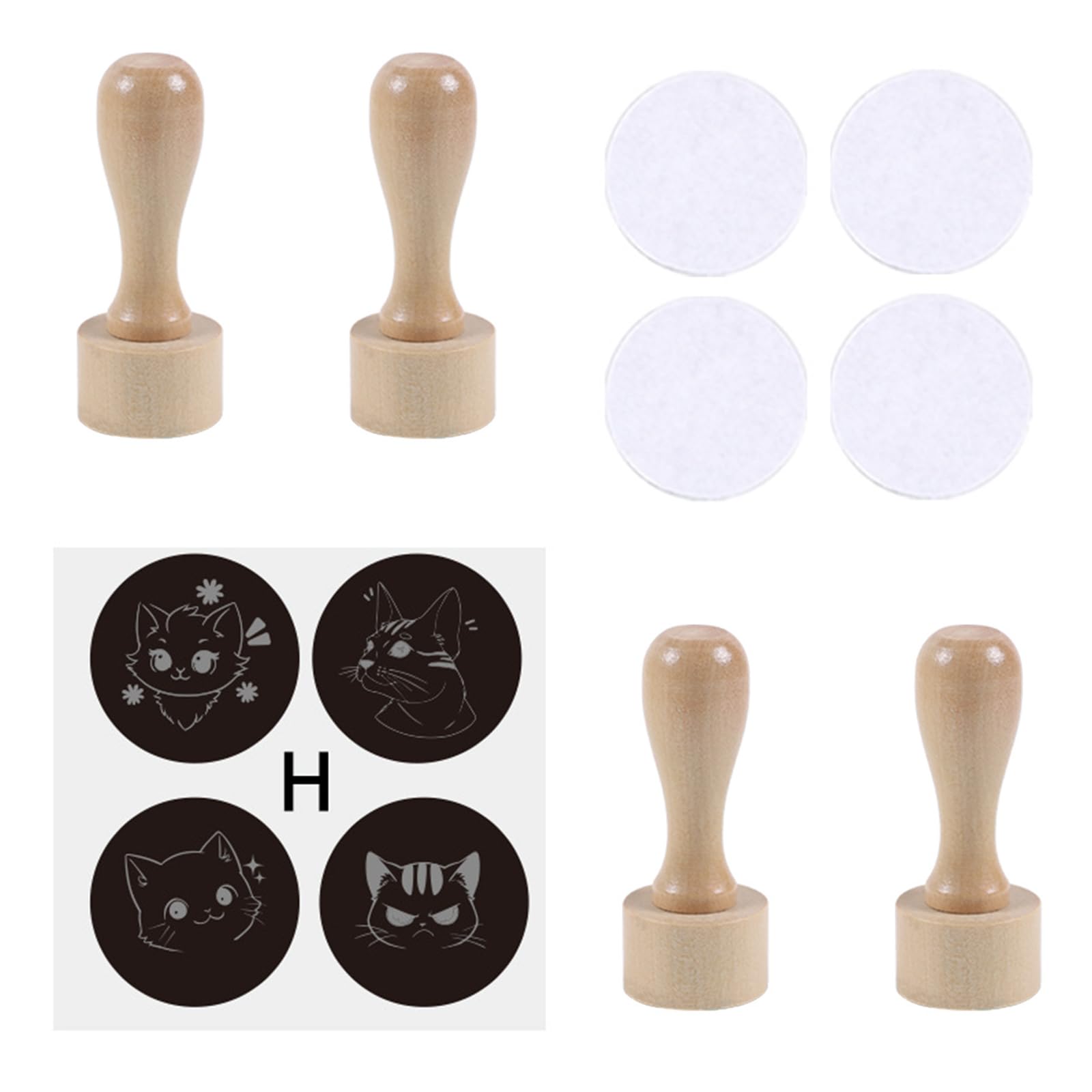 of 4 Artistic Wooden Stamps for Creative Projects Featuring Ergonomic Handle and Customizable Designs Writing Materials Stamps
