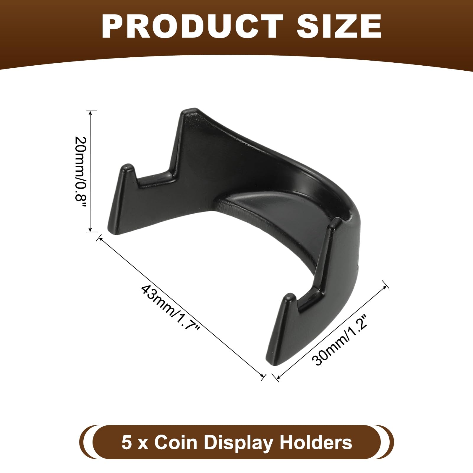 PATIKIL Coin Display Stands, 5Pcs Mini Coin Easel Presentation Holder for Silver Dollar Collectors Collection Supplies, Black - Image 2