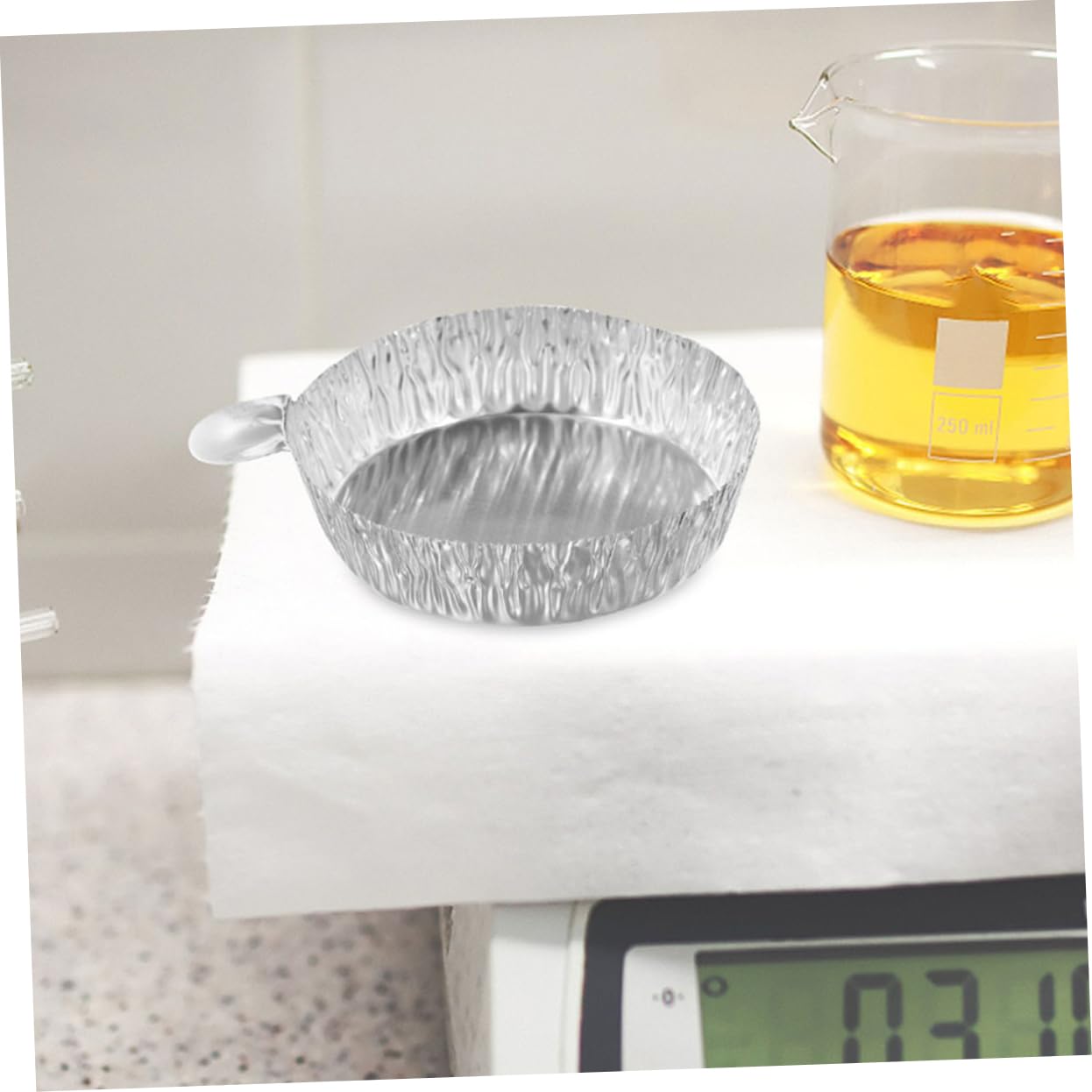 BELLIFFY 2sets Aluminum Pans 30ml 42ml Weighing Trays Lids for Laboratory Dispensing 50pcs*2