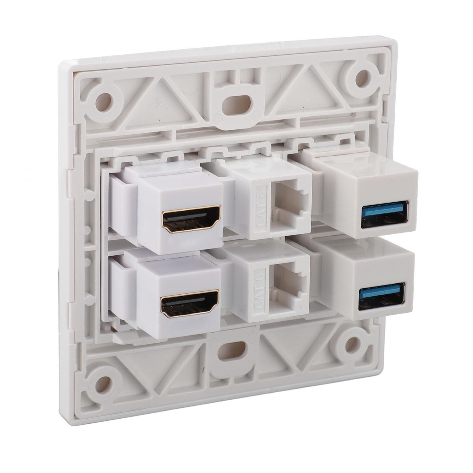 VBESTLIFE Placa de Pared HDMI RJ45, Placa de Pared con Salida USB HDMI de 6 Puertos, 2 Conectores HDMI, 2 Ethernet Cat6 RJ45 y 2 Conectores USB 3.0, para Placa Frontal, Color