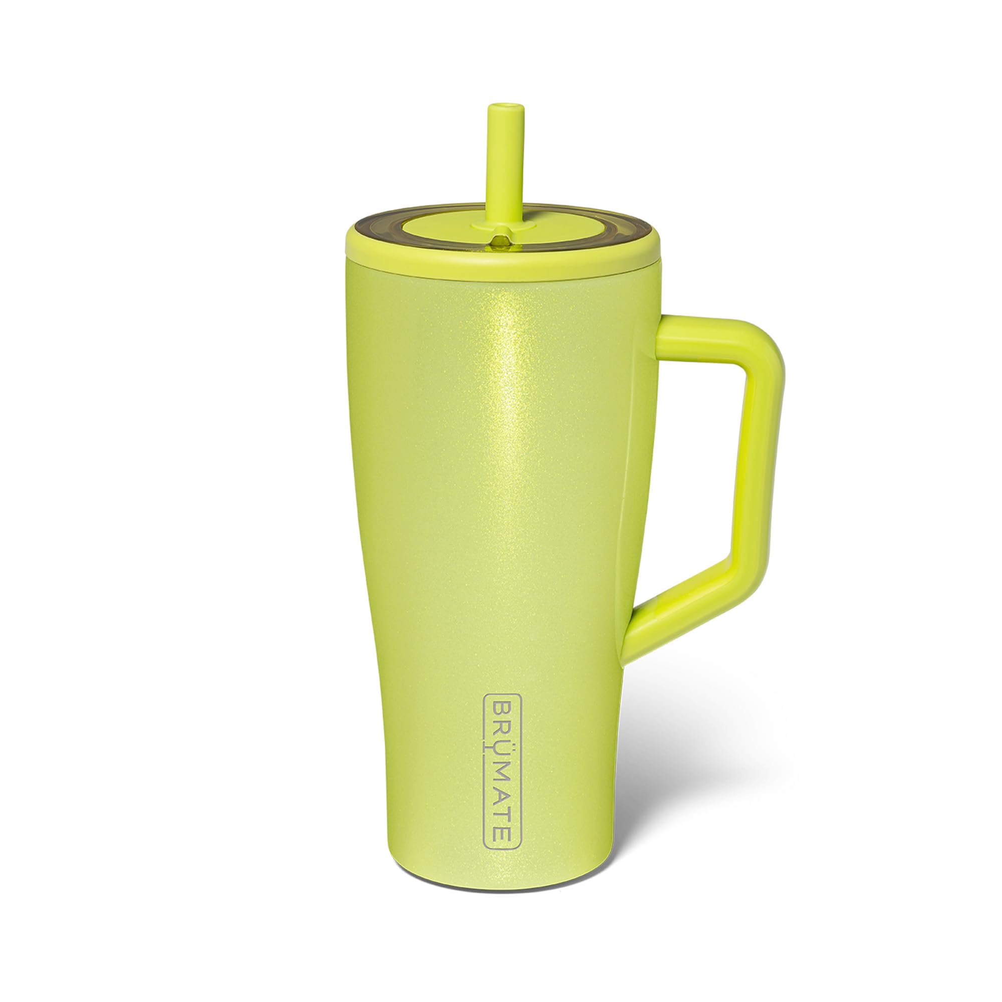 BrüMate Era 30 oz Tumbler with Handle & Straw | 100% Leakproof Insulated Water Bottle Tumbler with Lid & Flexible SoftSip Straw | Made of Stainless Steel | Cup Holder Friendly | 30oz (Lemon Lime)