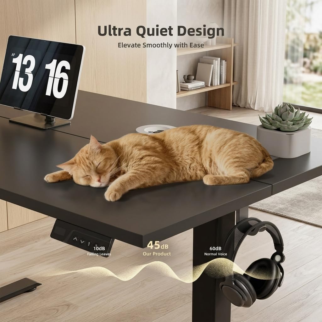 Claiks Electric Height Adjustable Standing Desk, 40x24 Inch, Deep Black view 8