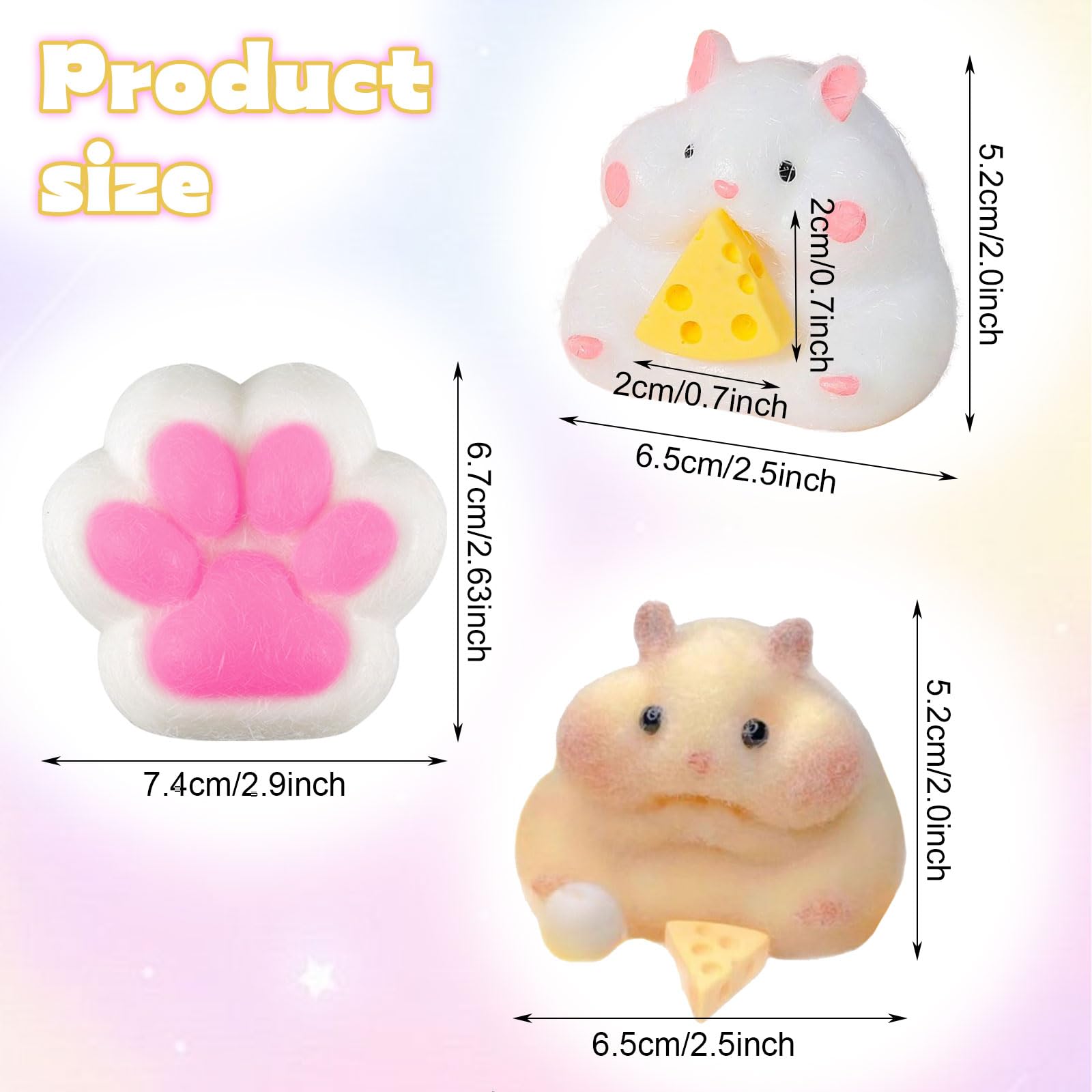 GWAWG 3 PCS Taba Squishy Paw Toys, Cat Paw Squishy Toys, Stress Relief for Kids and Adults, Fufu Squishy Hamster Set for Anxiety, Portable Taba Squishy Kit for Relaxation and Party Favors - Image 2