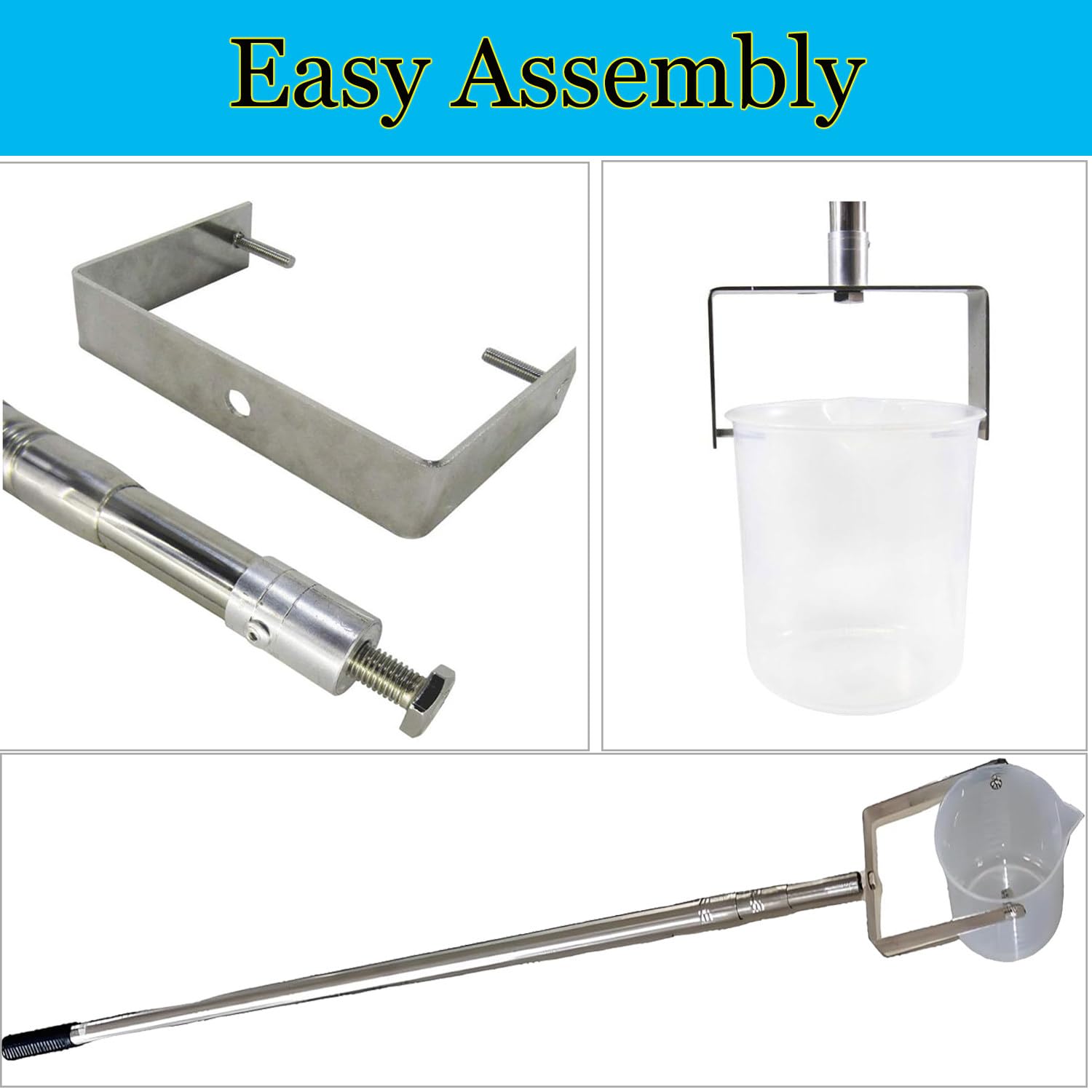 Verstellbarer 500 ml/1000 ml Teleskop-Wasserprobenlöffel, Edelstahl-Wasserqualitätsprobenwerkzeug, einziehbarer Eimer 1,5 m - 7 m für Feldtests und Analysen