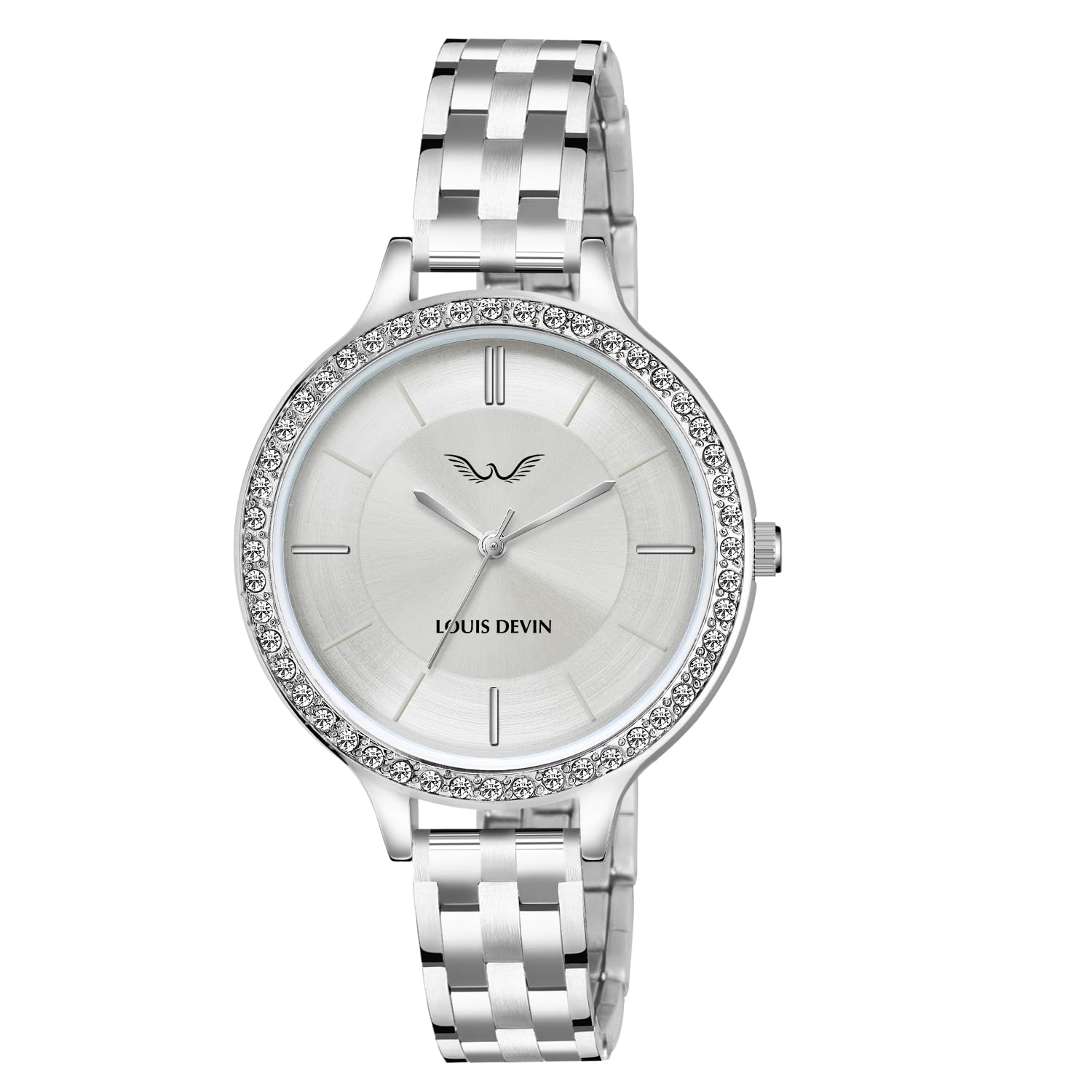 Stainless Steel Chain Analog Wrist Watch for Women (Silver/Pink/Green/Blue/Black Dial) | LD-L197-CH-image-47