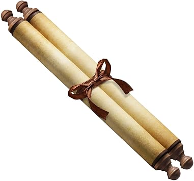 Large Vintage Blank Scrolls with Dark Wooden Rods 9.5x31.5 inches