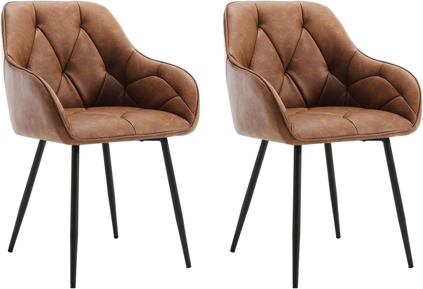 LEMROE Lot de 2 chaises de salle à manger en cuir avec dossier et