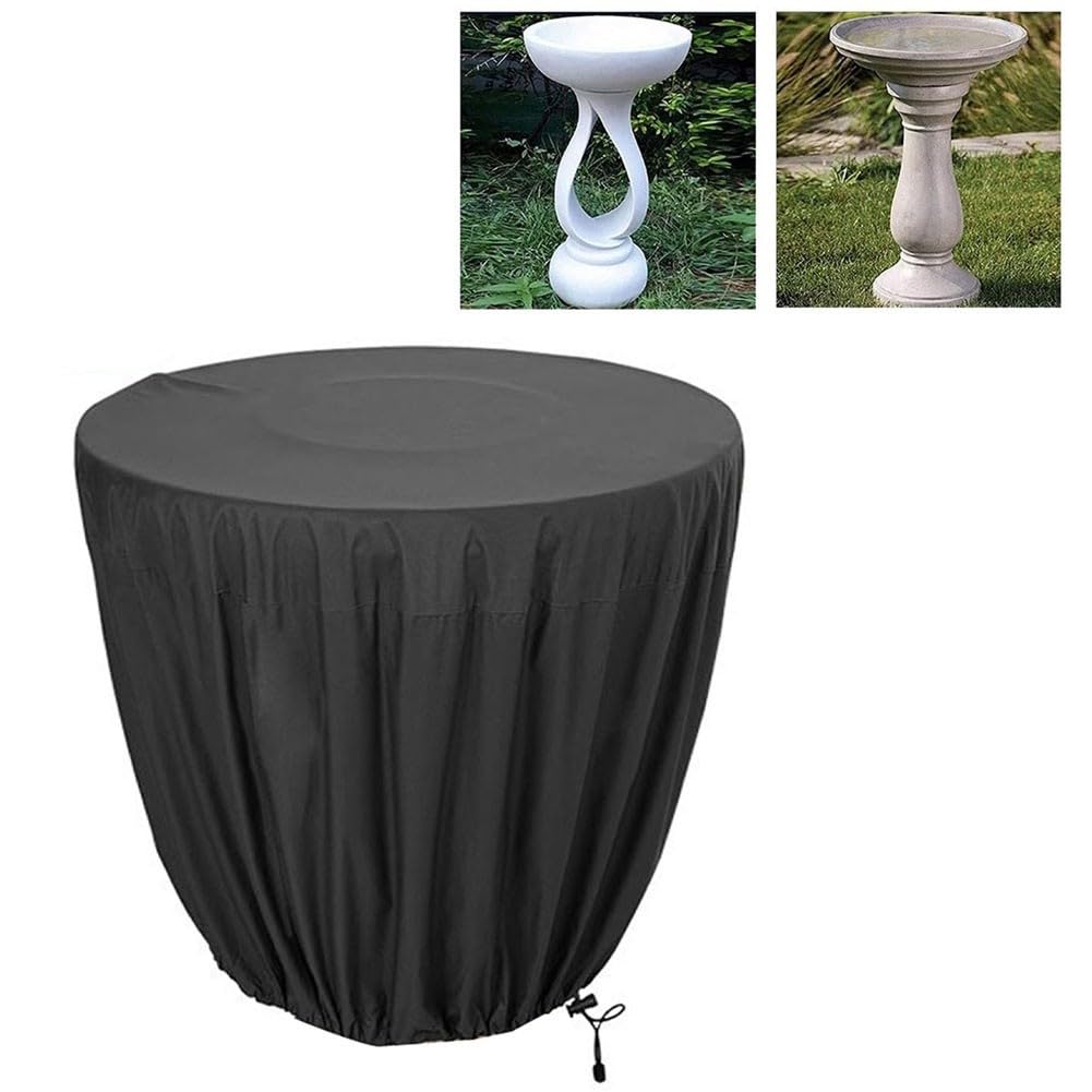 KiraKira Do wytrzymałej osłony fontanny 210D, wiatroszczelne i odporne na promieniowanie UV, do kąpieli dla ptaków, cechy wodne, posągi ogrodowe, średnica 61 cm, czarna