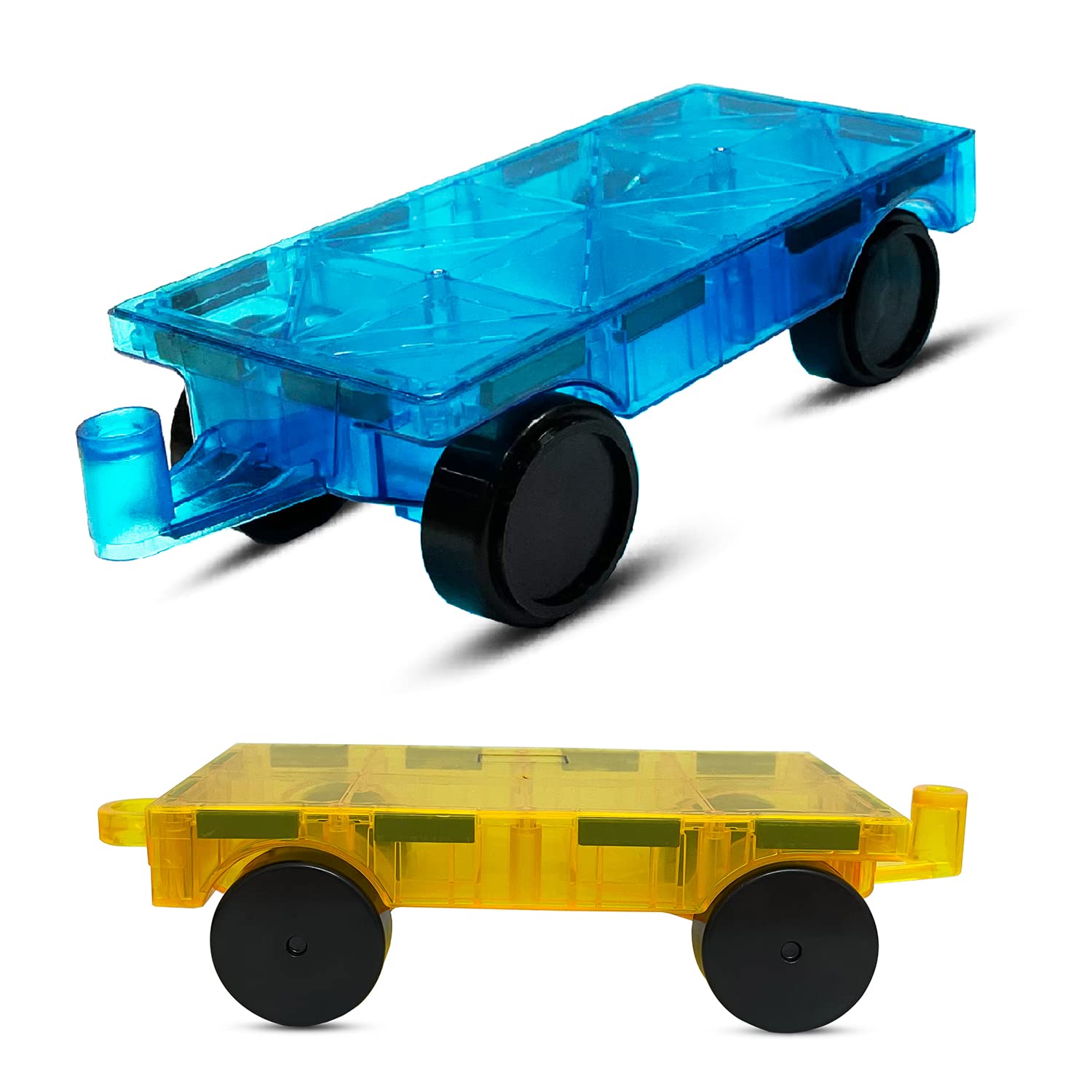 ToyDen Magnetic 2 Carts for Kids|Educational Magnetic Stacking Blocks for Boys Girls|Magnets Construction Blocks (2 Cart)|Multicolor, 2 Pcs