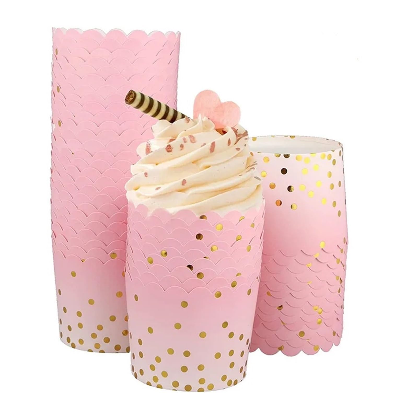 Moldes para tartas, vasos de papel para cupcakes, paquete de 100, multicolor, para hornear magdalenas y cupcakes, resistentes a la grasa y resistentes, perfectos para fiestas y eventos