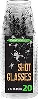 Vista 3 de Party Essentials 20 vasos de plástico duro de 2 onzas con estampado de araña, para Halloween, transparente/negro