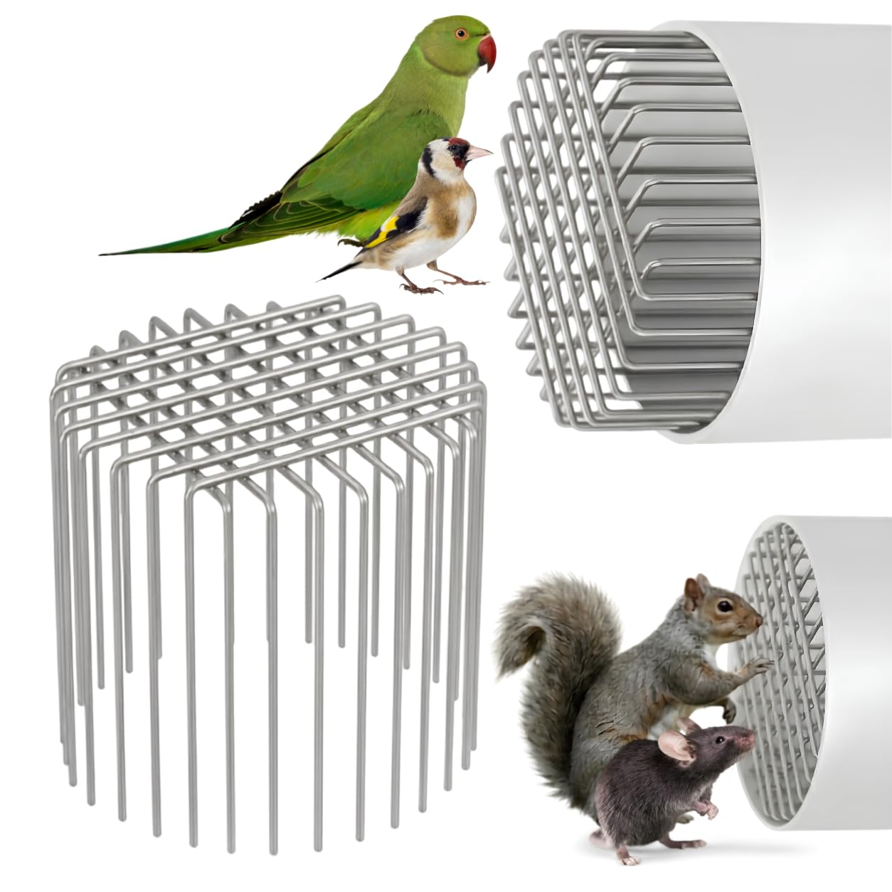 drain pipe cover adjustable anti rat & bird guard mesh filter stainless steel rust proof leaf debris strainer protector for 3 and 4 inch pvc pipes, 4 inch pack of 3