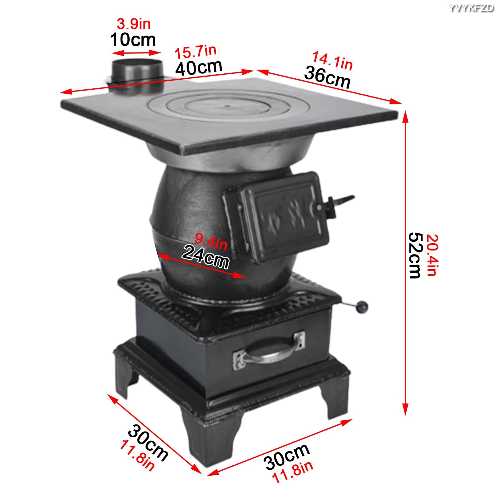 Poêle à bois de camping portable en fonte, poêle à bois multifonctionnel pour le camping d'hiver, cuisine extérieure pour 2 à 3 personnes, idéal pour les voyages, les pique-niques et les bar