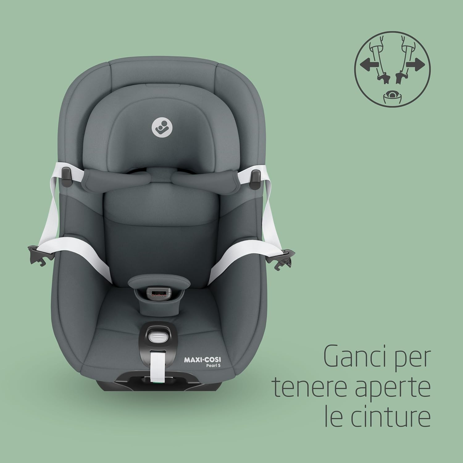 Maxi-Cosi Pearl S i-Size, Seggiolino Auto per Bambini 3 mesi-4 anni, 0-18 kg, 61-105 cm, Seggiolino Auto Neonato Reclinabile 5 Posizioni, Cinture Easy-in, Protezione G-CELL, Tonal Graphite