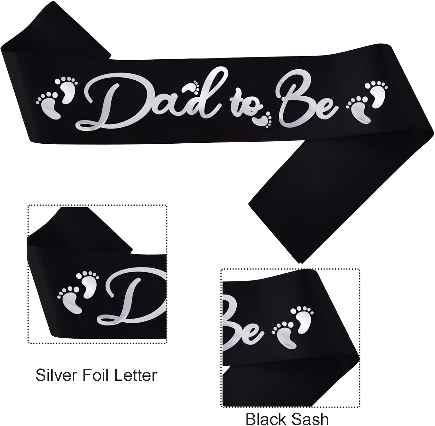 Momma To Be & Daddy To Be Baby Shower Sash Bundle - Girl or Boy Baby Shower Party Decorations,Mommy Supplies Gender Reveal(Black Silver&White Pink) image 3