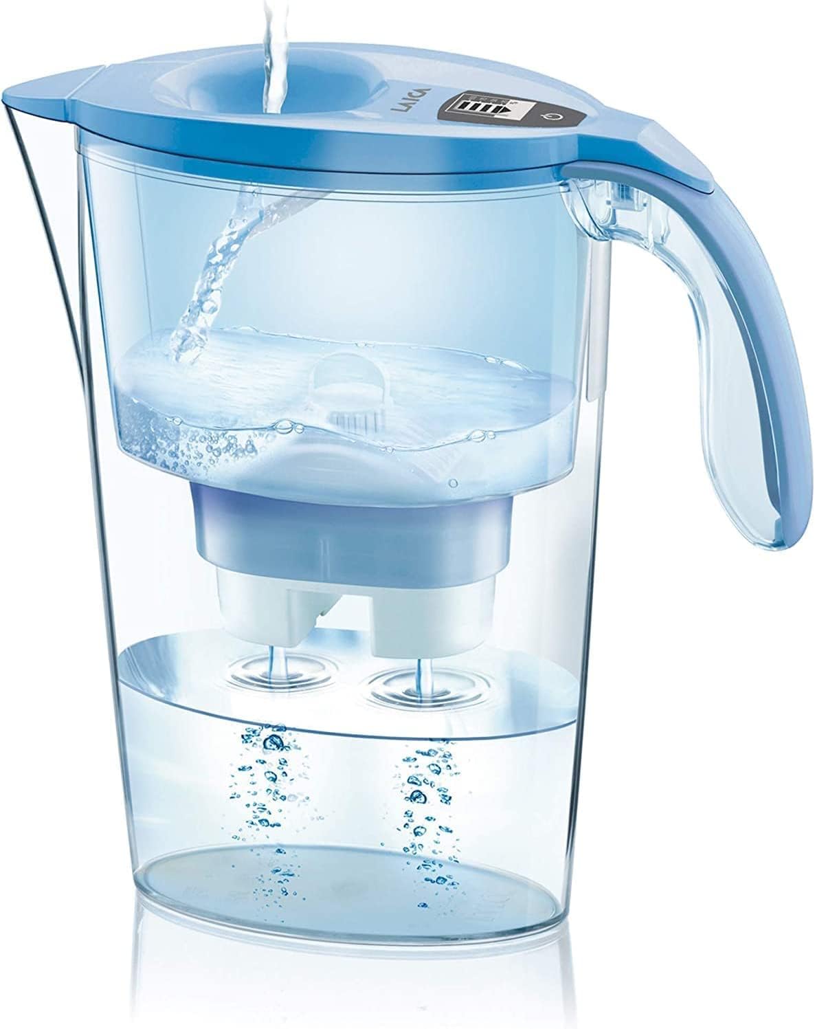 Depuratore Acqua Caraffa Filtrante Laica Stream Line - Design Sottile, Filtro Bi-Flux 30 Giorni, 2,3L Totali Caraffa Per Frigorifero
