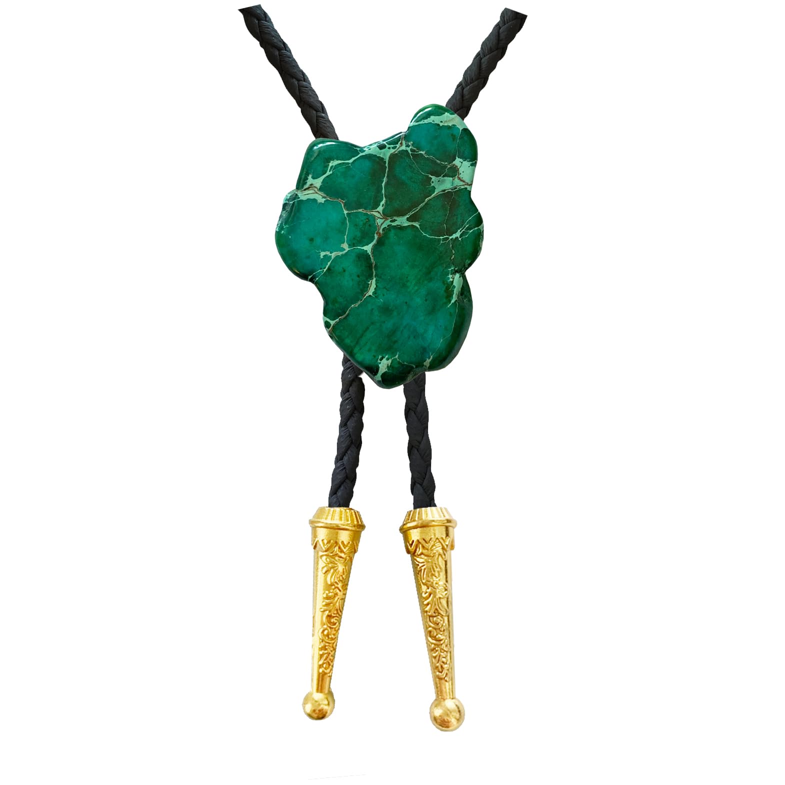 Daisy Del Sol Gemstone Bolo Tie Braided Vegan Faux Leather Natural Stone Gold Handmade Necklace Adjustable Boho Western Jewelry