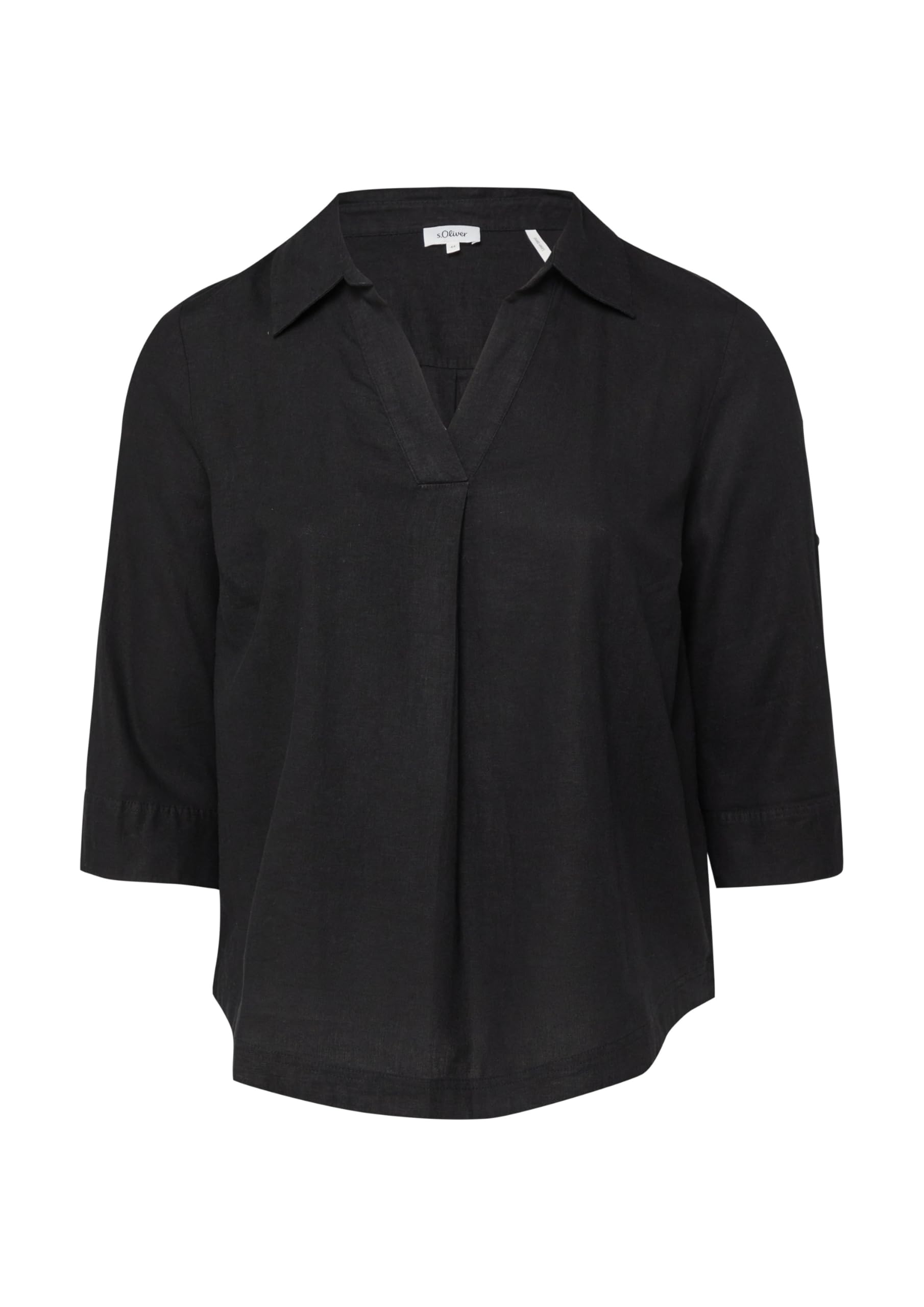 s.Oliver Damen Bluse – Leinenmix, 3/4-Ärmel, Regular Fit