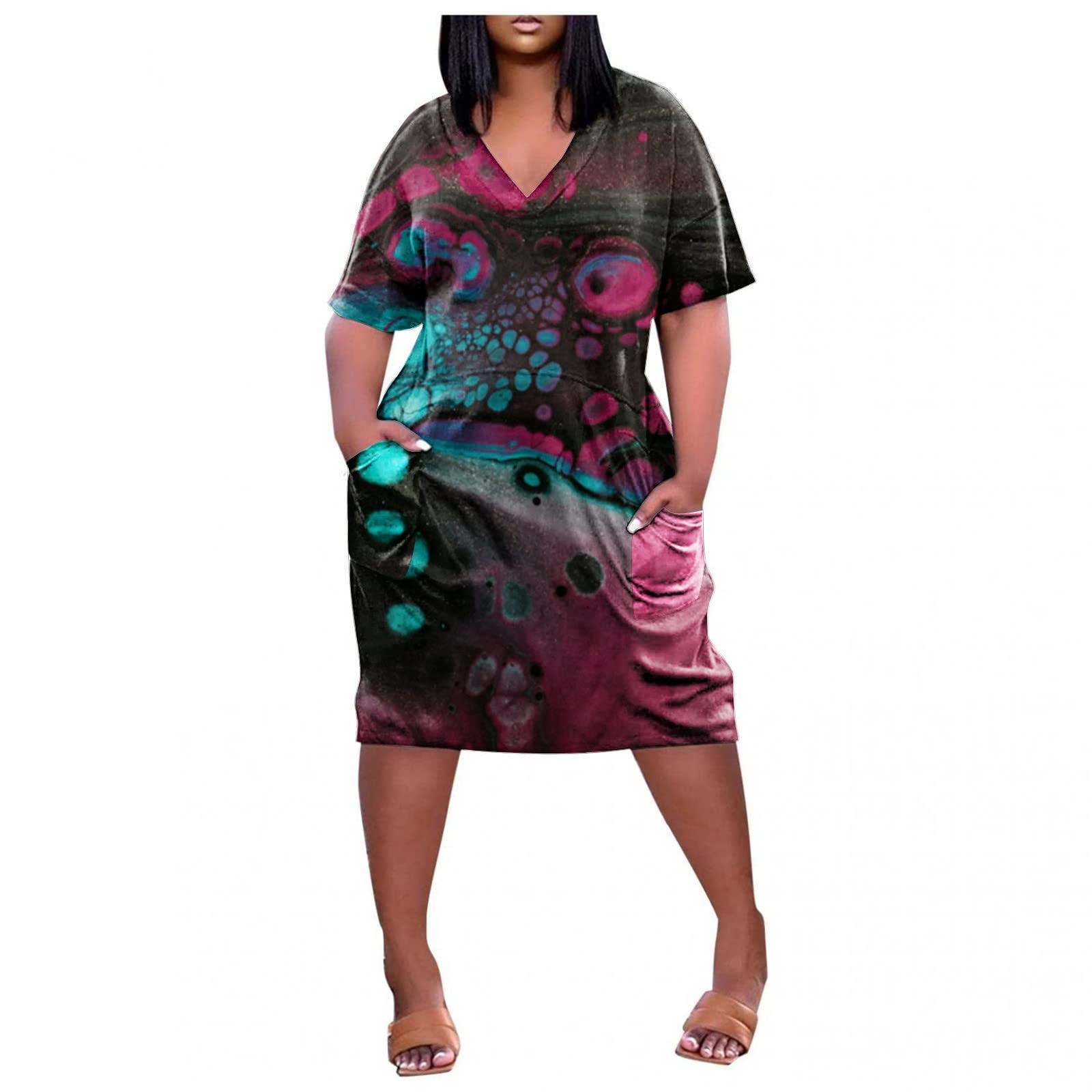 GenericXIAXOGOOL Western Aztec Summer Short Sleeve Dress