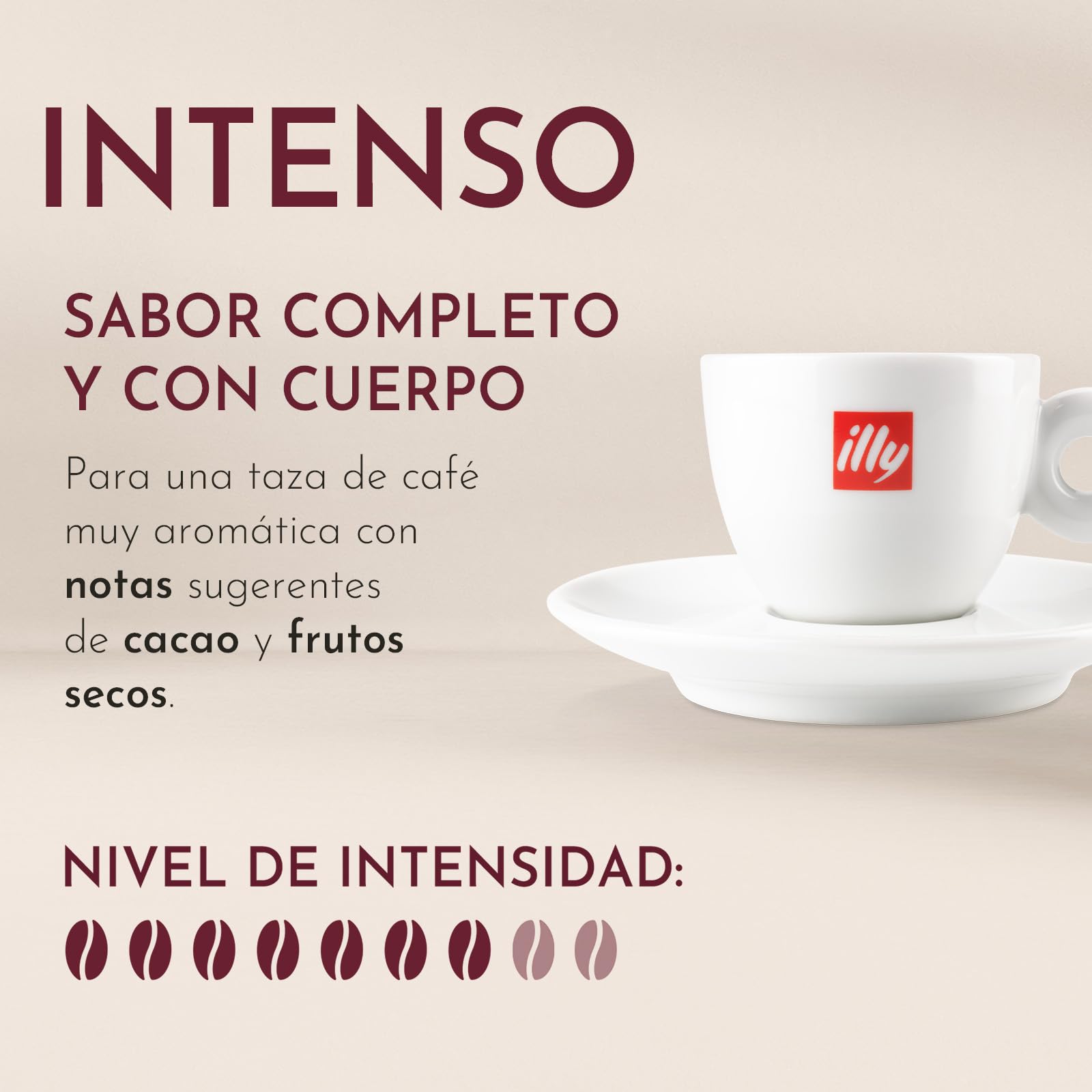 illy, Café en Cápsulas Compatibles en Aluminio INTENSO, 100% Arábica con Notas de Cacao y Frutos Secos, Sabor Decidido y Intenso, 10 Paquetes de 10 (100 Cápsulas en Total)