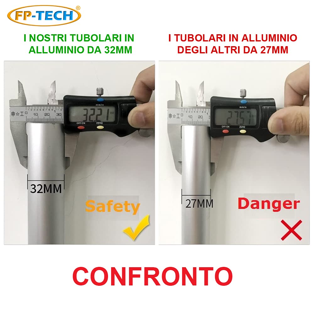 FP-TECH - SCALA TELESCOPICA IN ALLUMINIO PIEGHEVOLE PORTATILE ESTENSIBILE MULTIUSO SUPPORTA 150 KG CE EN131 (5 Metri)