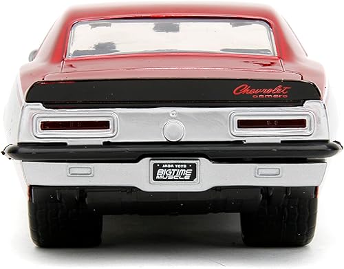 Miniatura 5 de 1967 Chevy Camaro Candy Red y Silver Metallic Bigtime Muscle Series 124 Modelo de auto fundido a presión por Jada 34719