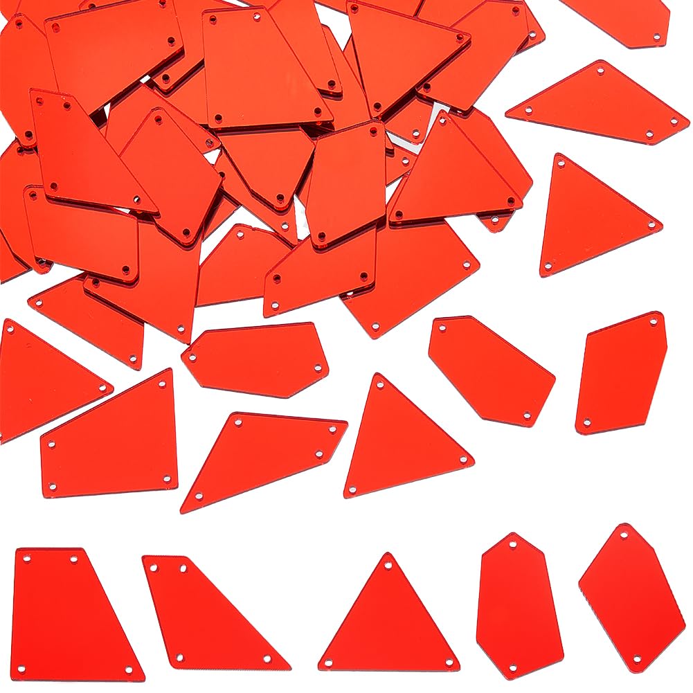 Perles miroir rouges avec trou pour une couture solide et un éclat maximal