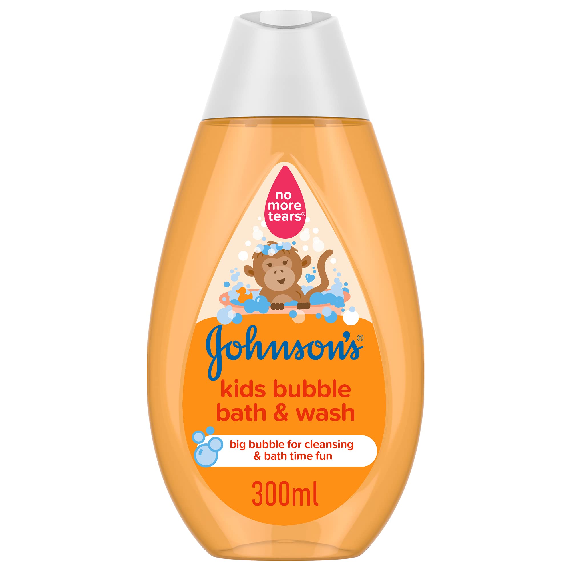 Johnson's Baby Toddler & Kids No More Tears Bubble Bath & Wash, 300ml - Gentle Formula for Eyes and Skin, Non-Drying and Hypoallergenic for Daily Use