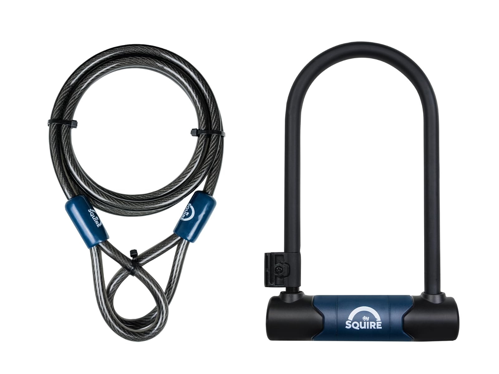 Squire Locks Nevis 230/10C D-Lock Fahrradschloss & Kabelsatz - Tough Security Fahrradschloss - 230mm Vertikal & 115mm Horizontaler Bügelabstand - 1800mm Kabel - Inkl. 2 Schlüssel