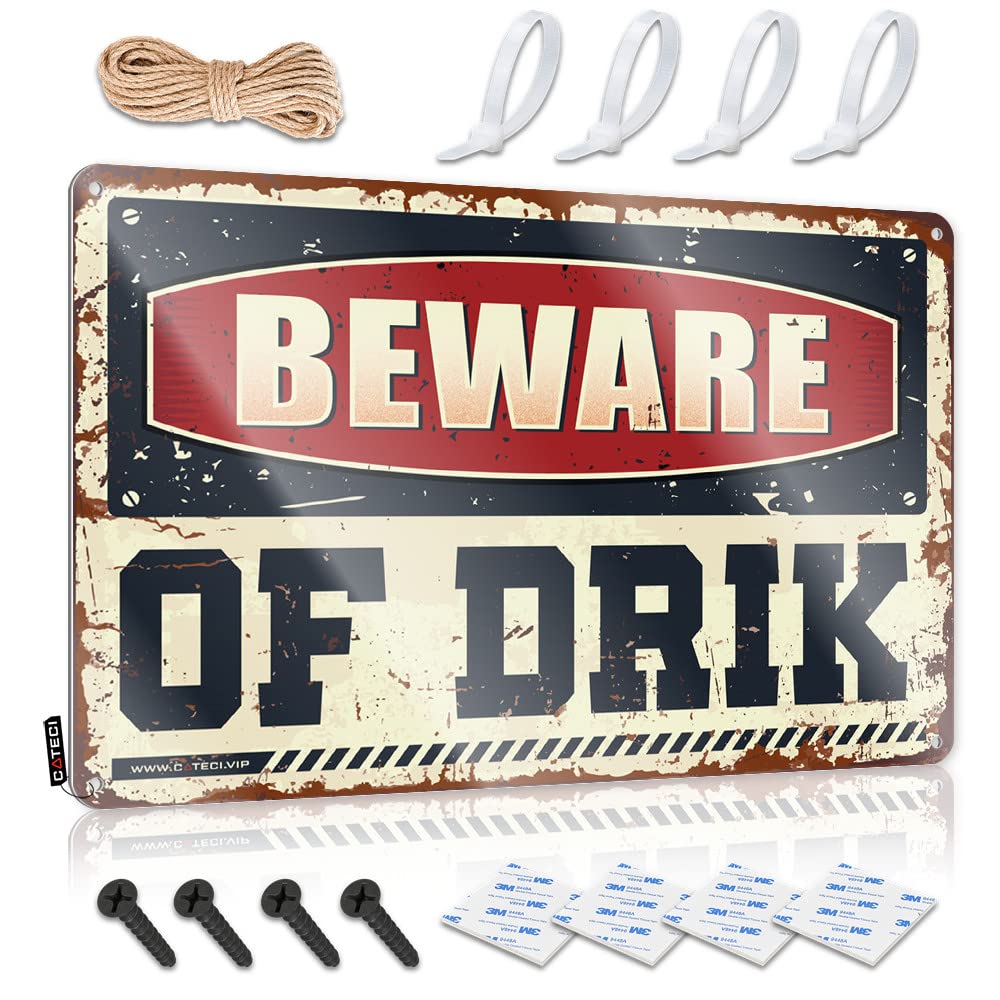 ZTBBDNQHA Tinsign Decor Beware Of Drik Tin Sign Bedroom Door Decor Bar Decor For Home(30X40CM)