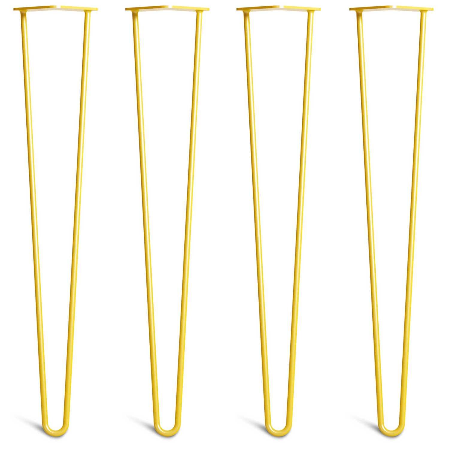 [HLC] 4 x Hairpin Table Legs – Superior Double Weld Steel Construction With Screws, Build Guide & Protector Feet Worth £8 Included! – 10mm Steel [28"/71cm,Yellow]