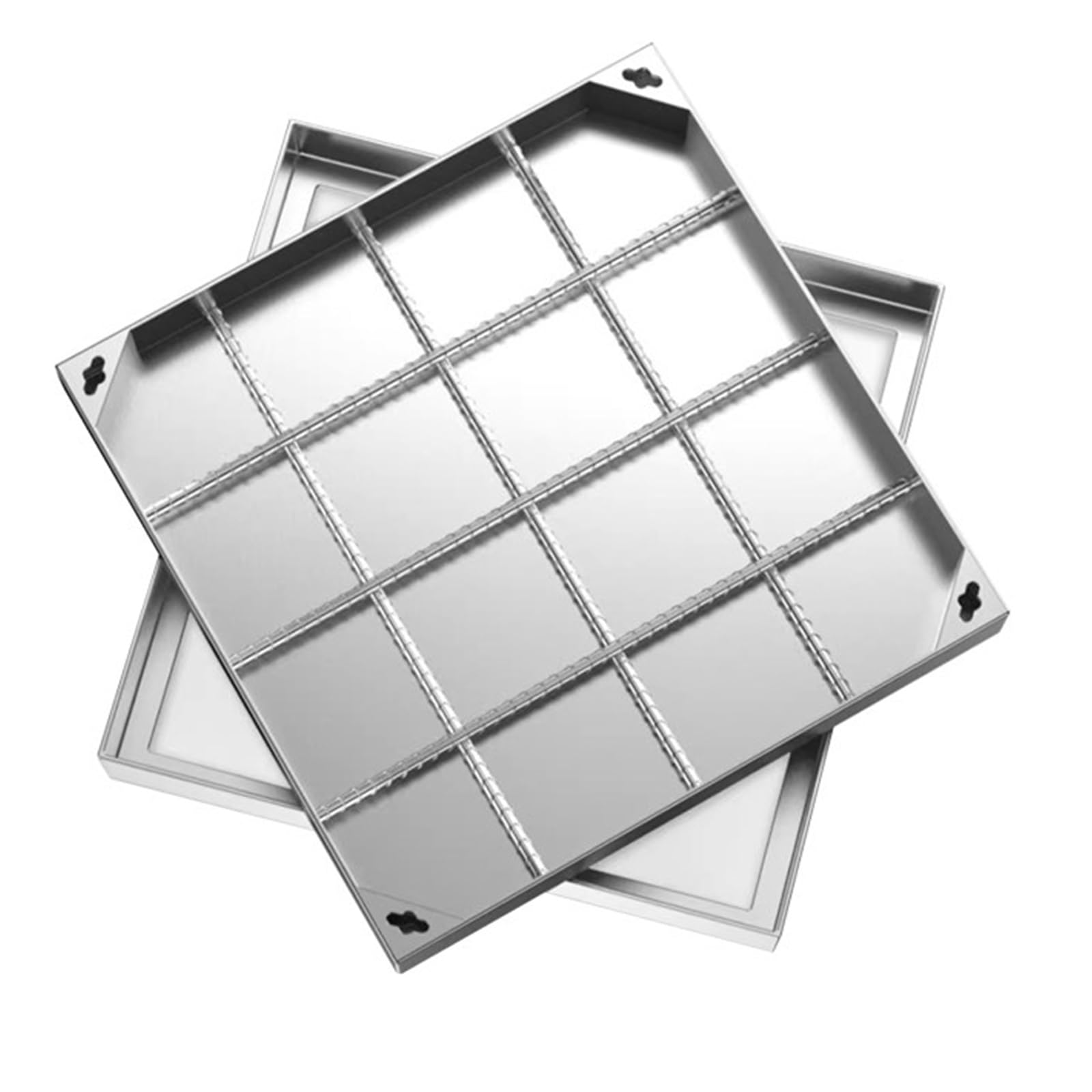 FCXWEVR 304 Stainless Steel Invisible Manhole CoverSquare Septic Tank Lid with Handles NonSlip Design for Driveways & Yards 30x30x5cm (12x12x2in)