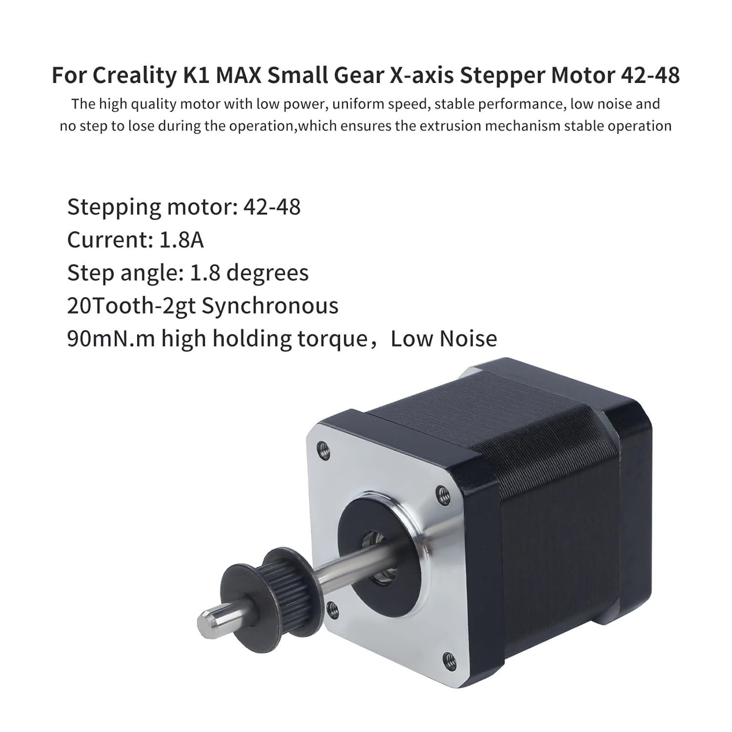 FYSETC 3D Printer Accessories for K1 Max: Replacement X Axis Stepper Motor 42-48mm 20 Teeth Wheel Pulley 1.8 Degree 1.8A Without Connecting Wire Not for K1 K1C K2 Plus