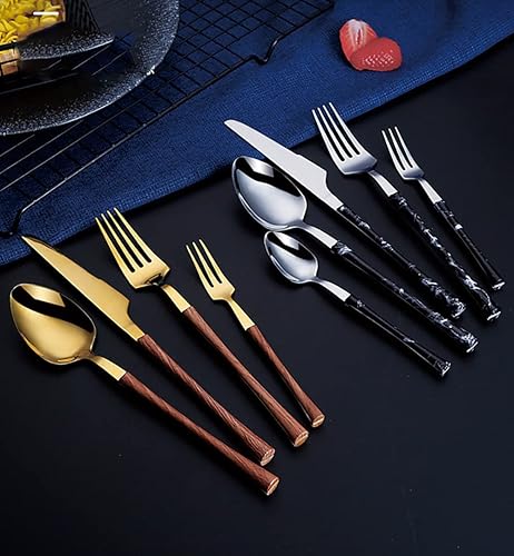 Miniatura 3 de cathyladi Juego de cubiertos de tenedores y cucharas juego de utensilios de cubiertos acero inoxidable 1810 incluye cuchara cuchillo tenedor 30