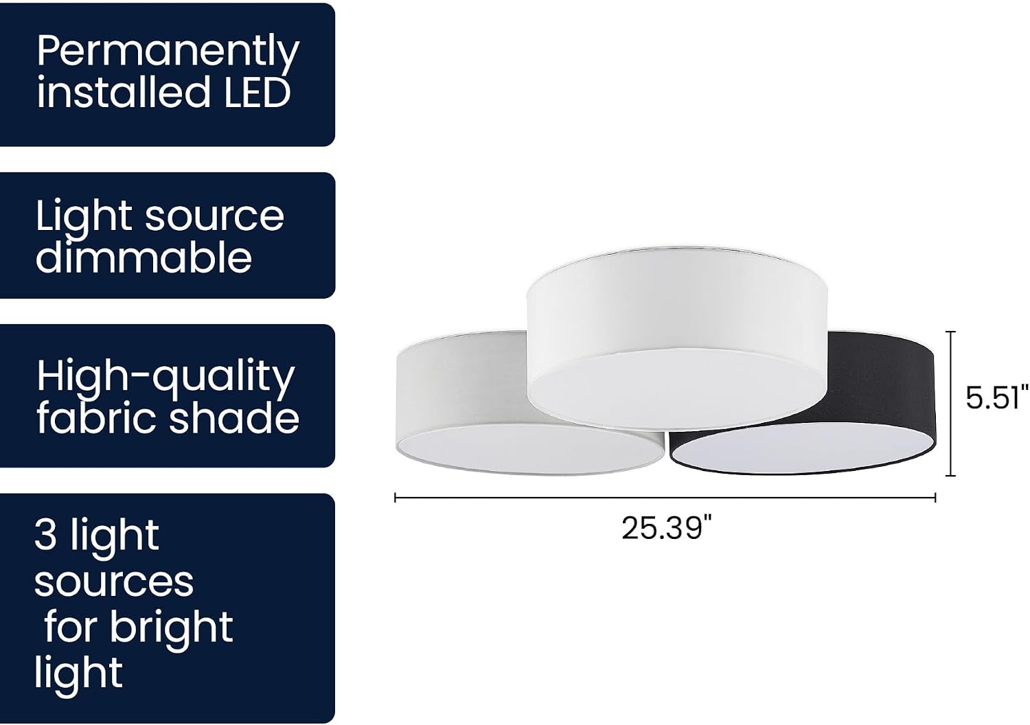 Luxury European Decor Lighting Designed in Germany Fabric Shades Semi Flush Mount Ceiling Light, Multicolor Drum Light Fixture, 3-Step Dimmable Ceiling Fixture, Large Bedroom Ceiling Light