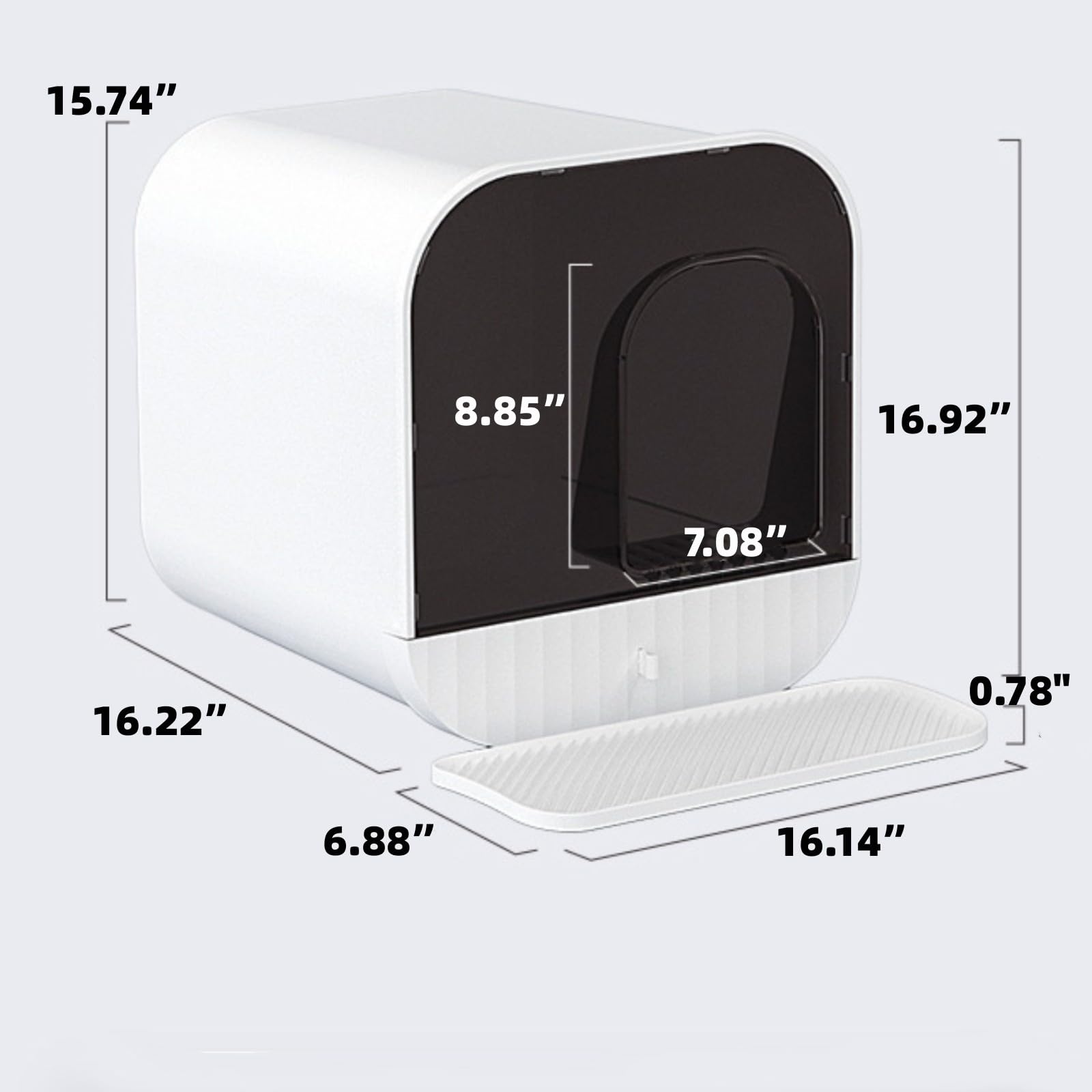 Caja de arena grande para gatos – Bandeja de arena esquinera para gatos – Inodoro profundo de plástico – Casa de arena para gatos – Control de olores y fácil limpieza – Gato dentro de 7,5 kg –