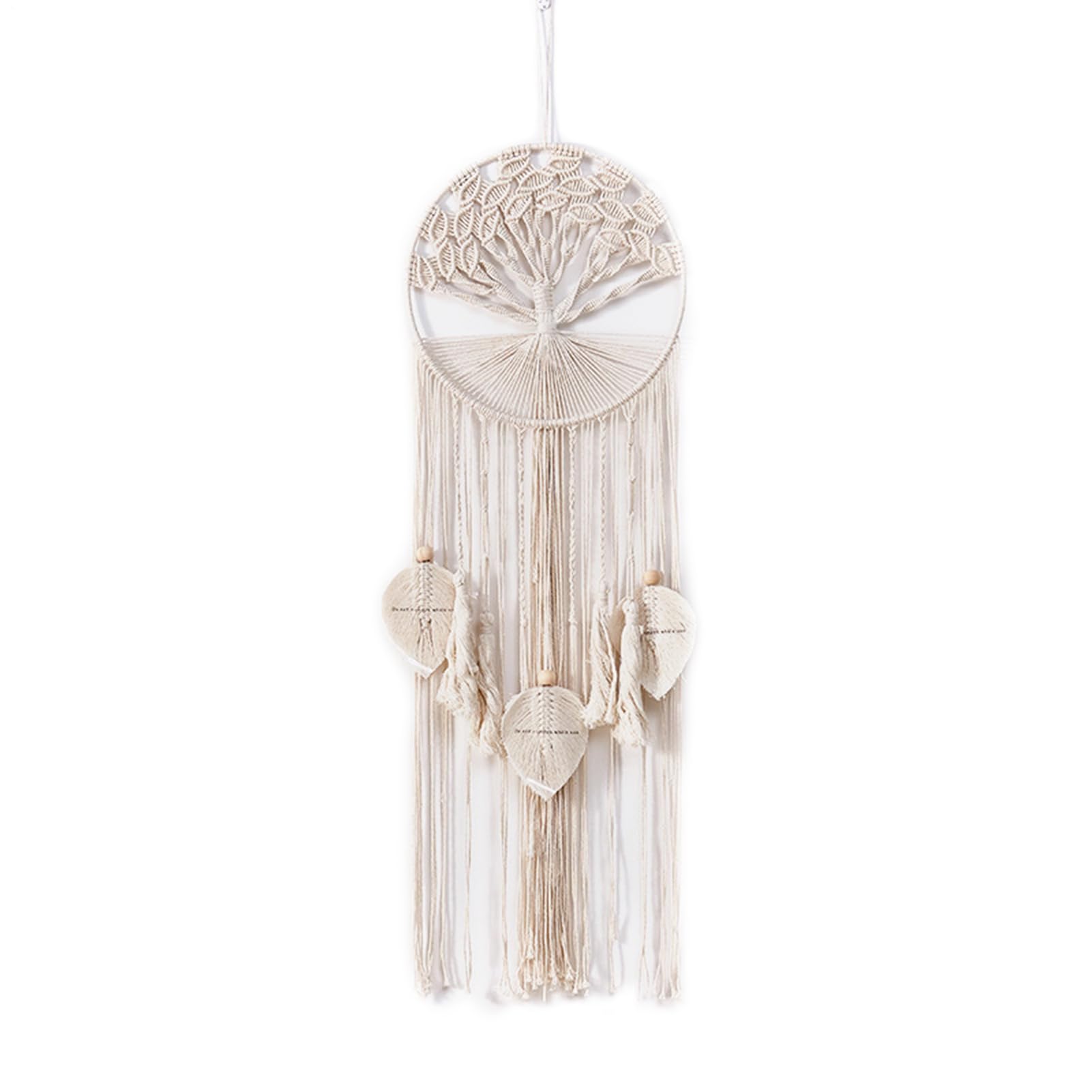 Colgante de pared con árbol tejido a mano y flecos decorativos estilo rústico