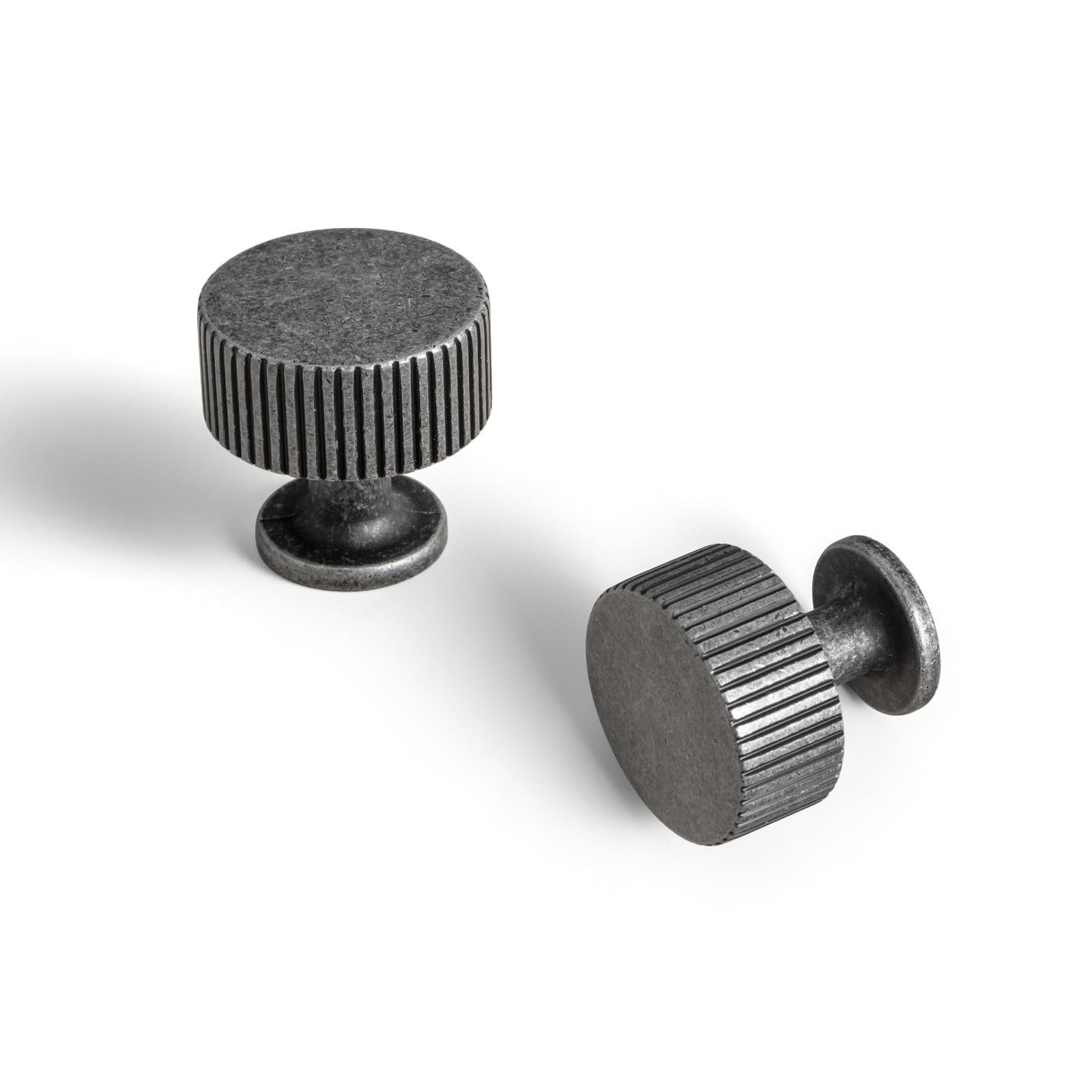 Goo-Ki Vintage Weathered Nickel Zinc Alloy Cabinet Knob - Single Hole Striped Decorations Cabinet Pull Hardware for Bedroom, Kitchen, 6 Pack — image 1