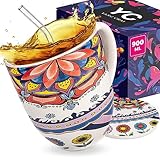 UMFANGREICHES SET - Tauchen Sie ein in den Luxus unseres 4-teiligen Teetassen Set, bestehend aus einer XL Tasse mit passender Untertasse, 10 Papier Teefilter und einem umweltfreundlichen Glas Strohhalm. Ein ideales Geschenk für Frauen, Männer, Mutter, Vater, Bruder, Schwester, Eltern, Lehrer, der besten Freundin oder Freund, den Kollegen oder Kollegin z.B. zum Muttertag, Vatertag, Jahrestag, Valentinstag, Ostern, Hochzeit, als Abschiedsgeschenk, Geburtstagsgeschenk, Weihnachtsgeschenk.