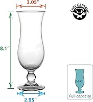 Vista 2 de Chefcaptain Hurricane - Vasos de cóctel de 14.5 onzas, 4 unidades, transparente