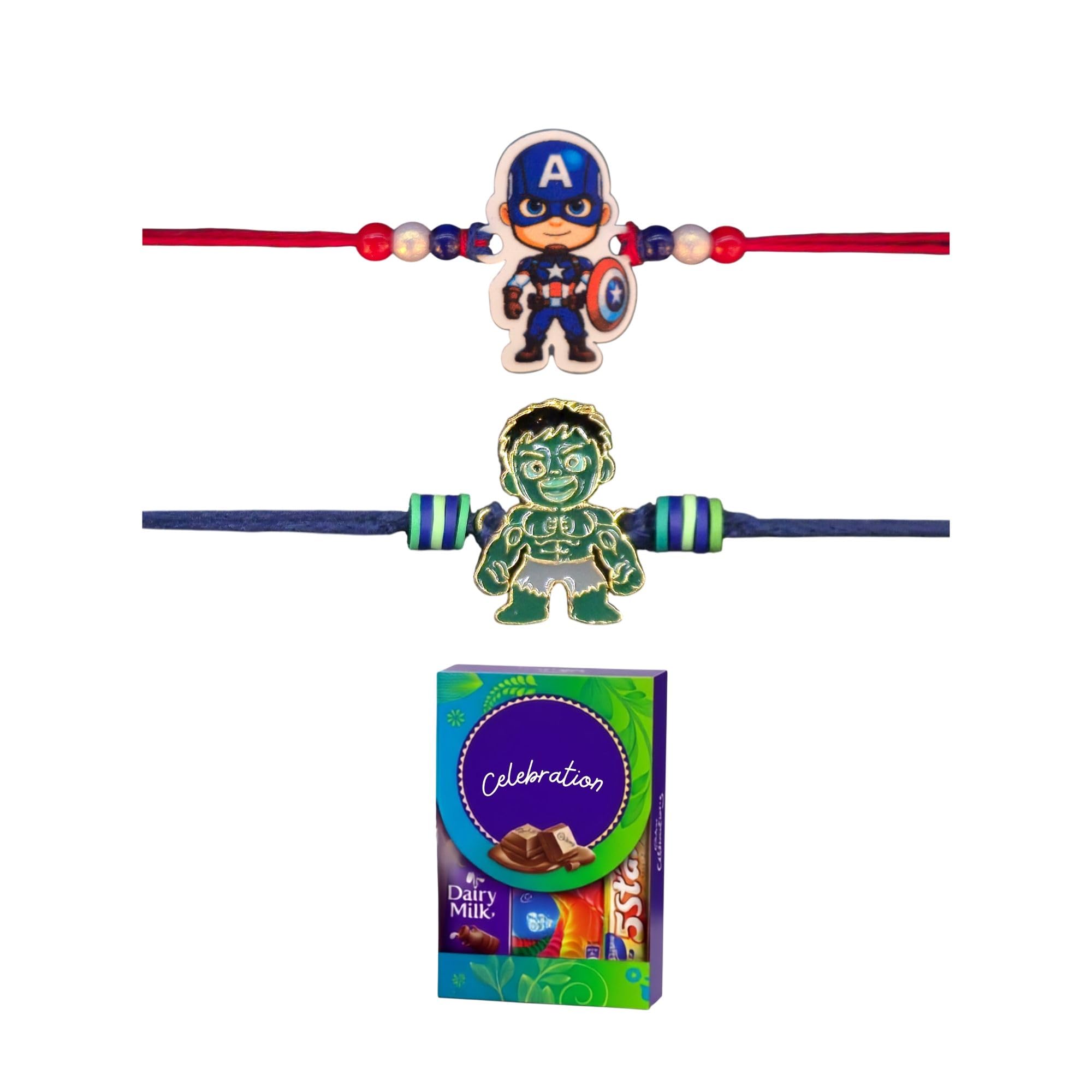Kizzi Set Of 2 Kids Rakhi With Celebration Chocolate Gift Hamper, Gift For Boy Kid, Avenger Superhero Hulk Minion For Rakshabandhan-image-43